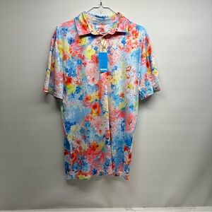 Proud 90 men’s Floral Blue golf polo Shirt size M nwt